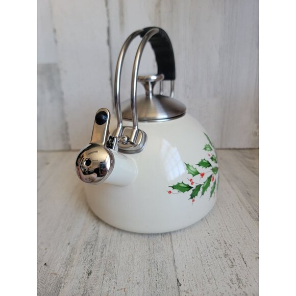 Lenox‎ tea kettle 892561 mistletoe home decor kitchen xmas - Picture 3 of 9